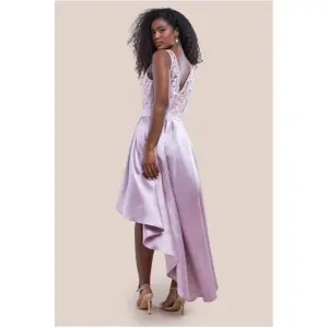 Robe satin assimétrica mulher Goddiva image-1