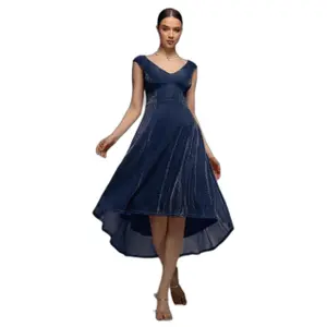 Asymetryczna sukienka na ramiączkach damska Goddiva Lurex image-0