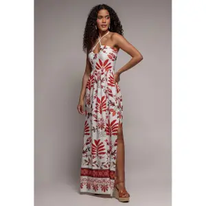 Robe amarrar estampada mulher Goddiva image-1