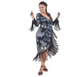 Γυναικείο φόρεμα τύπου παλτό Goddiva Maternity Tassel Foil Print Wrap image-1