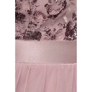 Robe con volantes y festones de malla mujer Goddiva Bardot Maxi image-3