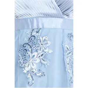 Asymmetrical V-Neck Satin Dress Women Goddiva image-4