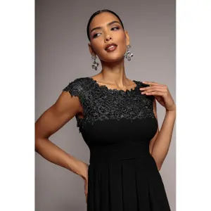 Women's Pleated Maxi Dress with Crochet Goddiva image-1