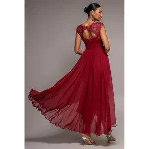 Asymmetrical Crochet and Pleated Dress Women's Goddiva Maxi image-1