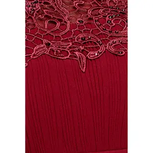 Asymmetrical Crochet and Pleated Dress Women's Goddiva Maxi image-3