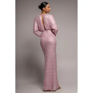 Pailletten Kleid V-Ausschnitt Damen Goddiva Maxi image-1