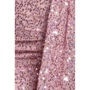 Pailletten Kleid V-Ausschnitt Damen Goddiva Maxi image-3