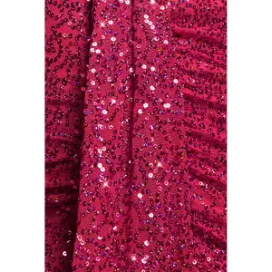 Pailletten Kleid V-Ausschnitt Damen Goddiva Maxi image-3