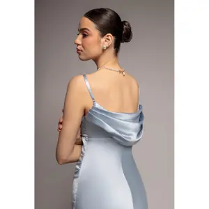 Draped Back Satin Dress Women Goddiva image-2