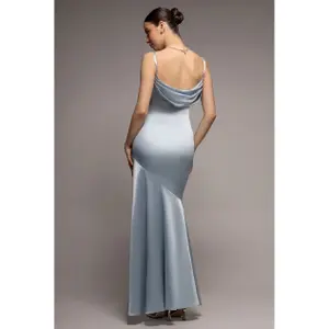 Draped Back Satin Dress Women Goddiva image-1