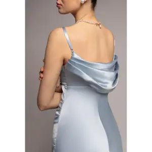 Draped Back Satin Dress Women Goddiva image-3