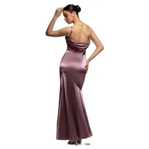 Satin Cowl Back Dress Women Goddiva image-1
