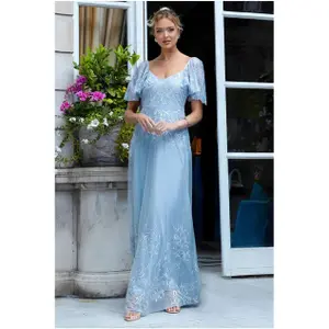 Ρόμπα κεντημένη με δαντέλα γυναίκα Goddiva Maxi image-1