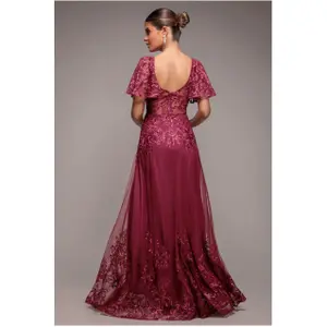 Ρόμπα κεντημένη με δαντέλα γυναίκα Goddiva Maxi image-1