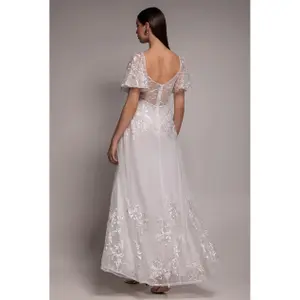 Ρόμπα κεντημένη με δαντέλα γυναίκα Goddiva Maxi image-1