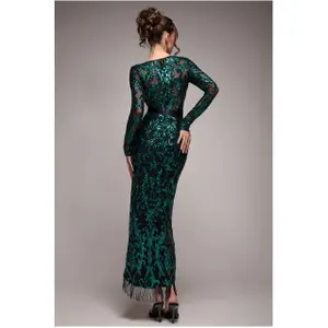 Åtsittande klänning för kvinnor Goddiva Tassel & Sequin Midaxi image-2