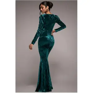 Maxi A-formet Velours Kjole til Kvinder Goddiva image-1