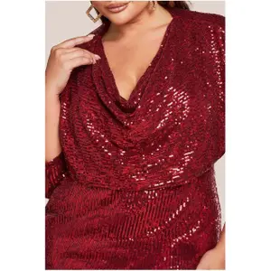 Satin-Kleid mit Partykragen und Pailletten Damen Goddiva image-2