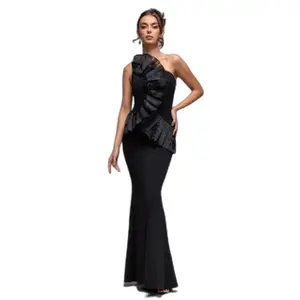 Robe moulante plissée en éventail à une épaule femme Goddiva image-0