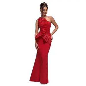 Robe moulante plissée en éventail à une épaule femme Goddiva image-0