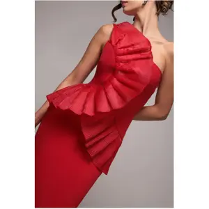 Robe moulante plissée en éventail à une épaule femme Goddiva image-2
