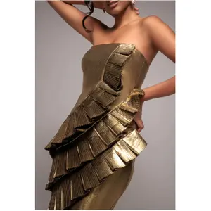 Robe moulante plissada em crepe scuba mulher Goddiva image-2