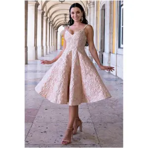 Damesjurk met plooi Goddiva A-line Midi image-2