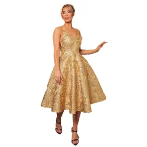 Damesjurk met plooi Goddiva A-line Midi