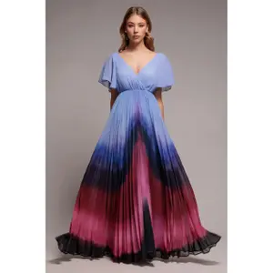 Slå om-kjole til kvinder Goddiva Wavy Ombre A-Line image-1