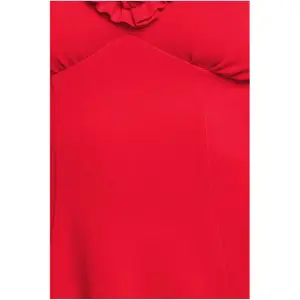Vestido midi com mangas largas e borda de babados mulher Goddiva image-3