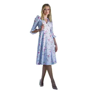 Robe mi-longue à manches évasées et imprimé floral femme Goddiva image-0