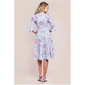 Robe mi-longue à manches évasées et imprimé floral femme Goddiva image-2
