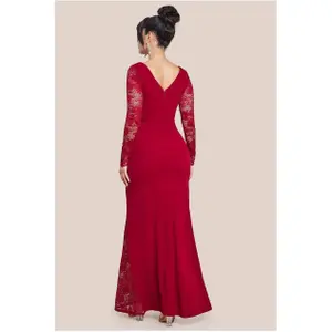 Robe moulante femme Goddiva Scuba & Lace image-1