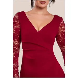 Robe moulante femme Goddiva Scuba & Lace image-2