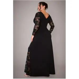 Robe moulante portefeuille femme Goddiva Scuba & Lace image-1