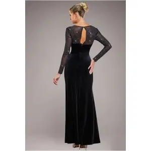 Damen-Textilkleid aus Samt Goddiva Hotfix A-line image-2