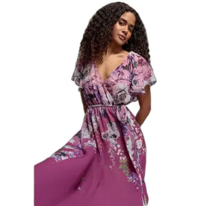 Vestido de embrulho feminino Goddiva Flutter A-Line image-0
