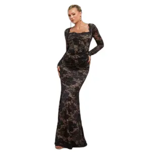 Hudnær kjole til kvinder Goddiva Scalloped Lace Corse image-0