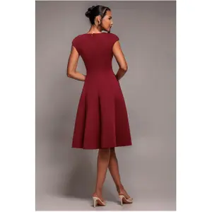Kjole til kvinder Goddiva Cap A-line Wine image-1