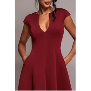 Kjole til kvinder Goddiva Cap A-line Wine image-2