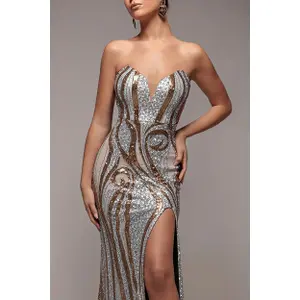 Růžový úzký šaty žena Goddiva Sequin image-2
