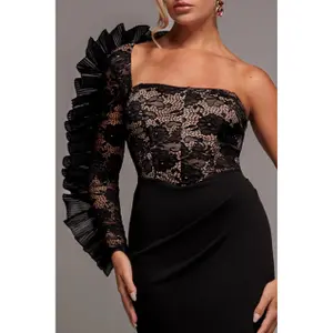 One-Shoulder Long Dress Women's Goddiva image-3