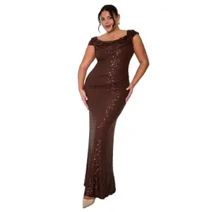 Kleid Damen Goddiva Iridescent Sequin Cowl image-0