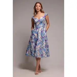 Women's dress Goddiva Floral Print A-Line Midi image-1