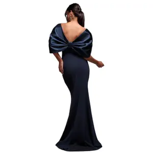 Offshoulder Klänning med Satinrosett Bakom Dam Goddiva Maxi image-1