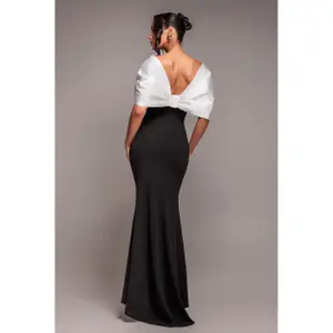 Off-the-Shoulder Dress with Contrast Bow Women Goddiva Scuba image-1