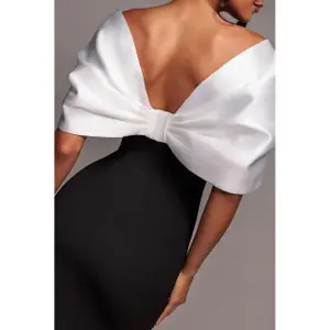 Off-the-Shoulder Dress with Contrast Bow Women Goddiva Scuba image-3