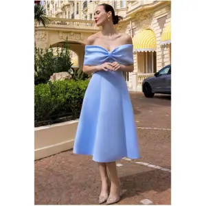 Φόρεμα με γυμνά ώμους και κόμπο γυναίκα Goddiva image-2