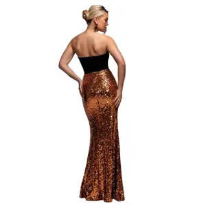 Women's Strapless Dress in Crepe and Sequins Goddiva Scuba image-1