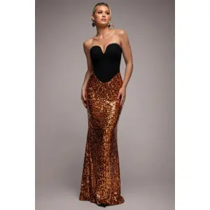 Women's Strapless Dress in Crepe and Sequins Goddiva Scuba